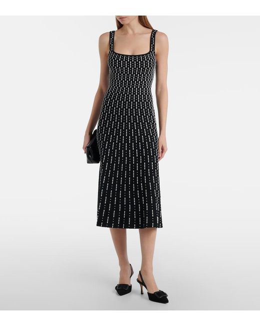 Staud Black Ellison Compact Knit Midi Dress