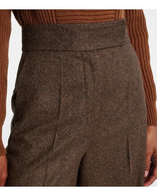Max Mara Brown Virgin Wool Straight Pants