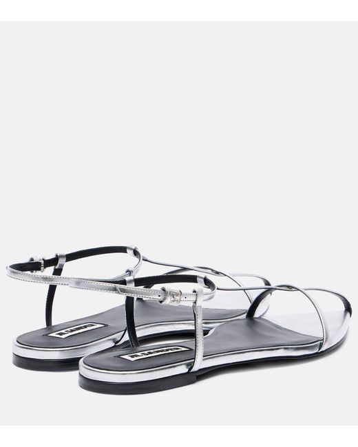Jil Sander White Metallic Leather Sandals