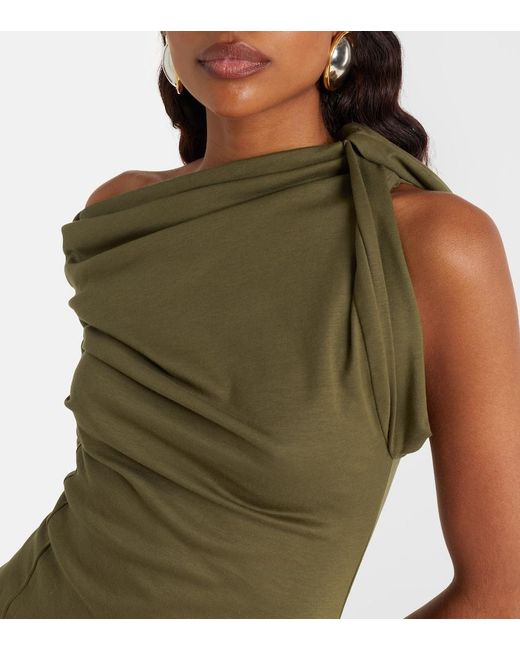 Jacquemus Green Draped Cotton And Silk Minidress