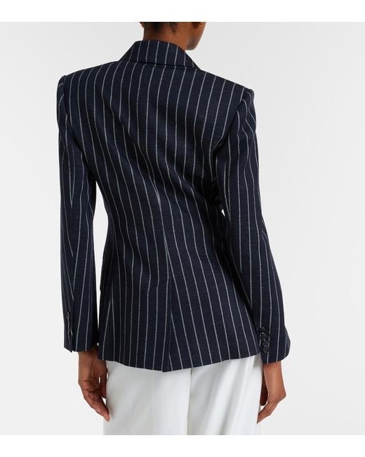 Max Mara Black Pinstripe Double-Breasted Jersey Blazer