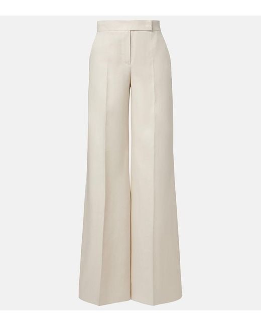 Max Mara Natural Badesse High-Rise Linen Wide-Leg Pants
