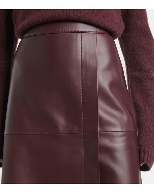 Jupe Midi En Cuir Joseph en coloris Purple