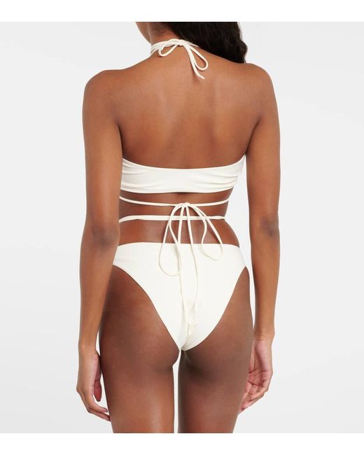 Top de bikini bandeau con cuentas Magda Butrym de color White