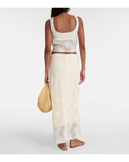 Sir Natural Rayure Crochet Cotton Maxi Skirt