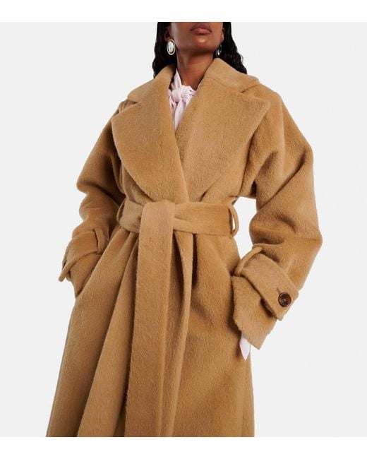 Nina Ricci Natural Belted Alpaca And Wool Wrap Coat