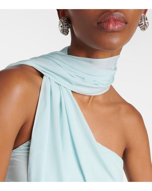 Magda Butrym Green Scarf-Detail Ruched Jersey Minidress