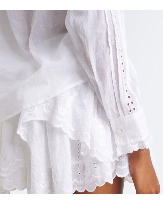 Isabel Marant White Lonzie Embroidered Cotton Voile Blouse
