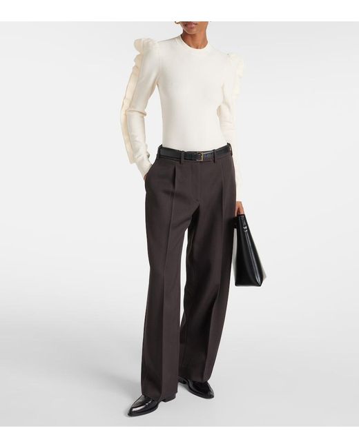 Max Mara Natural Genero Ruffled Jersey Sweater