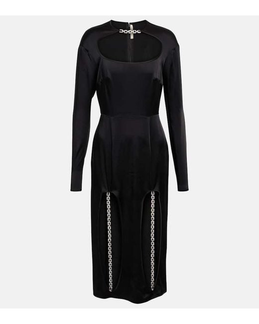 Christopher Kane Black Cutout Embellished Midi Dress