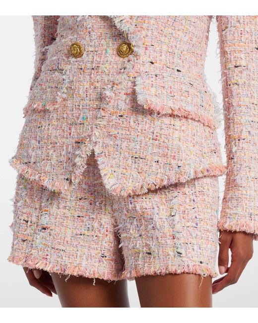 Balmain Pink Double-Breasted Tweed Jacket