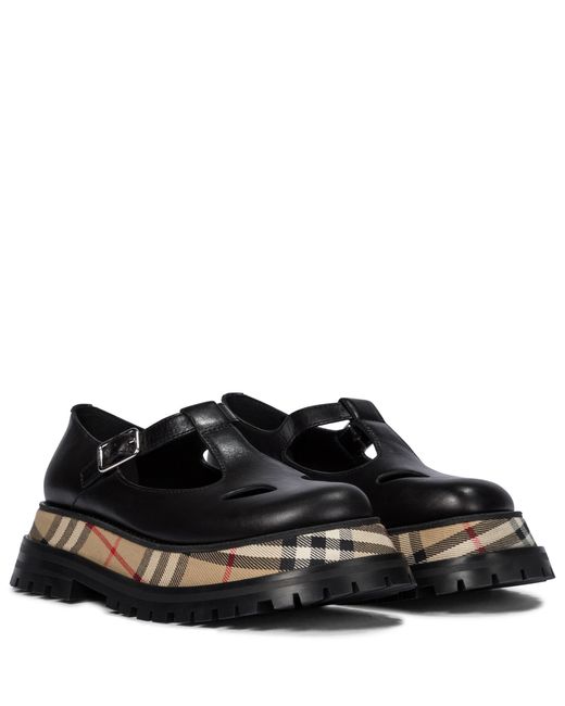 Burberry Black Aldwych Leather Mary Jane Loafers