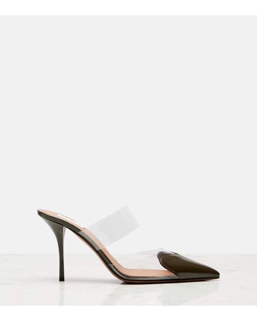 Alaïa Brown Cour 90 Patent Leather-Trimmed Mules