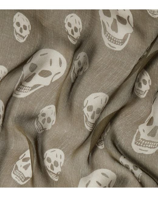 McQueen Green Printed Silk Scarf