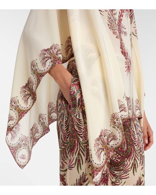 Etro Multicolor Printed Silk Crepe De Chine Poncho