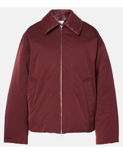 Bottega Veneta Red Leather-trimmed Technical Jacket