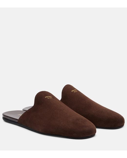 Mules En Daim Prada en coloris Brown