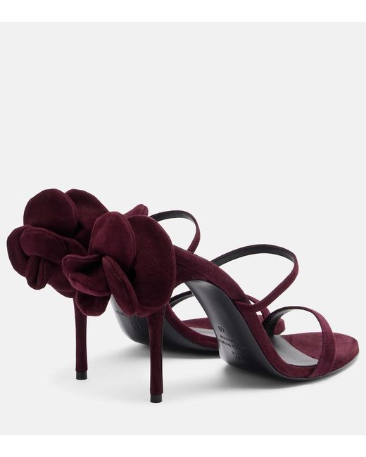 Magda Butrym Multicolor Floral-Applique Suede Mules