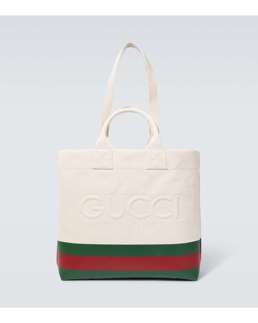 Gucci White Logo Canvas Tote Bag for men