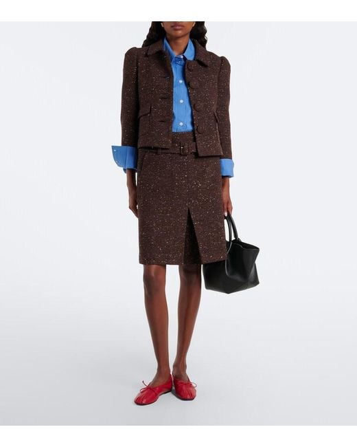 ShuShu/Tong Brown Belted Wool-Blend Miniskirt
