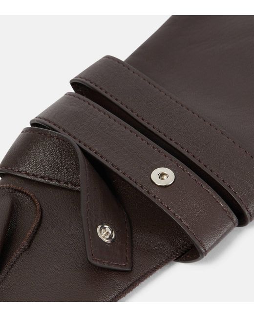 Saint Laurent Brown Aviator Leather Gloves