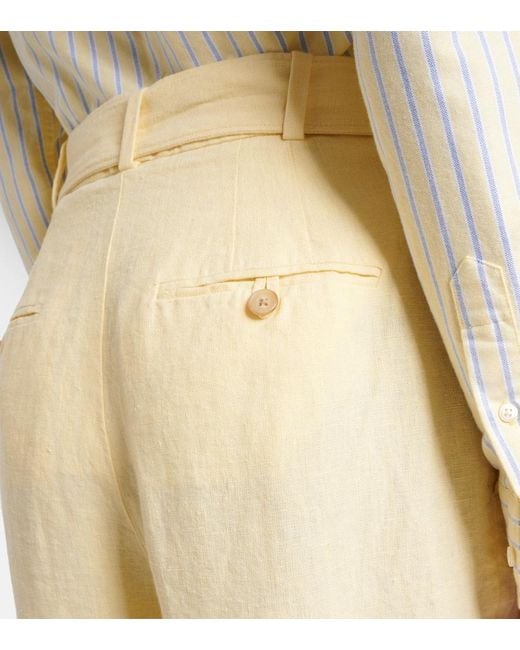 Polo Ralph Lauren Yellow Belted Linen Straight Pants