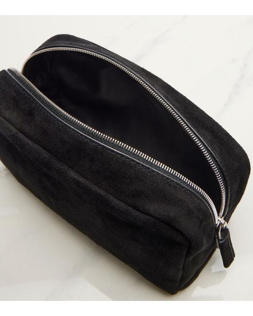The Row Black Astra Small Suede Pouch
