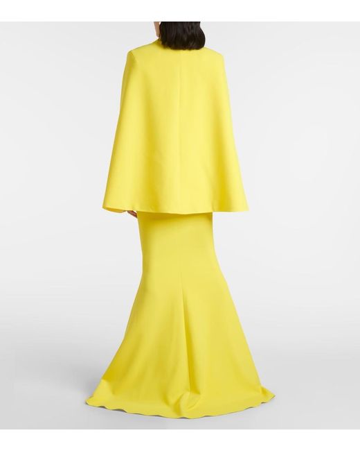 Safiyaa Yellow Hadley Caped Crepe Blazer