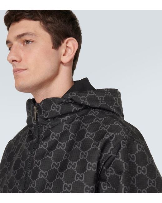 Gucci Black Interlocking Logo Ripstop Jacket for men