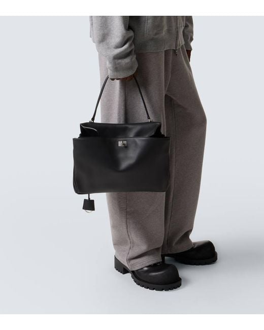 Balenciaga Black Rodeo Medium Leather Shoulder Bag for men