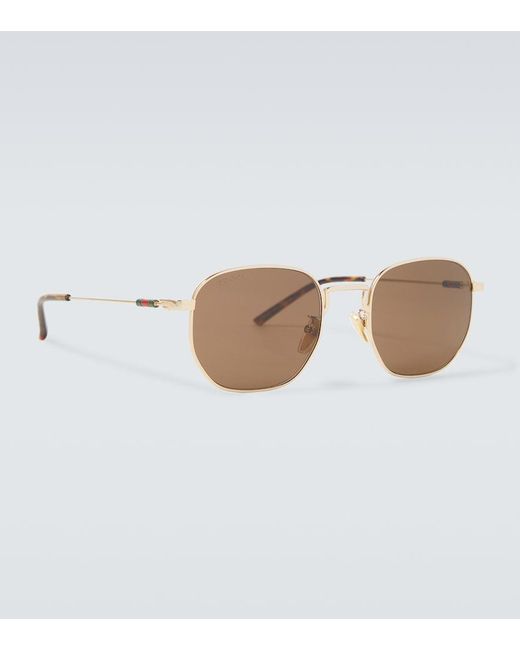 Gucci Brown Round Sunglasses for men