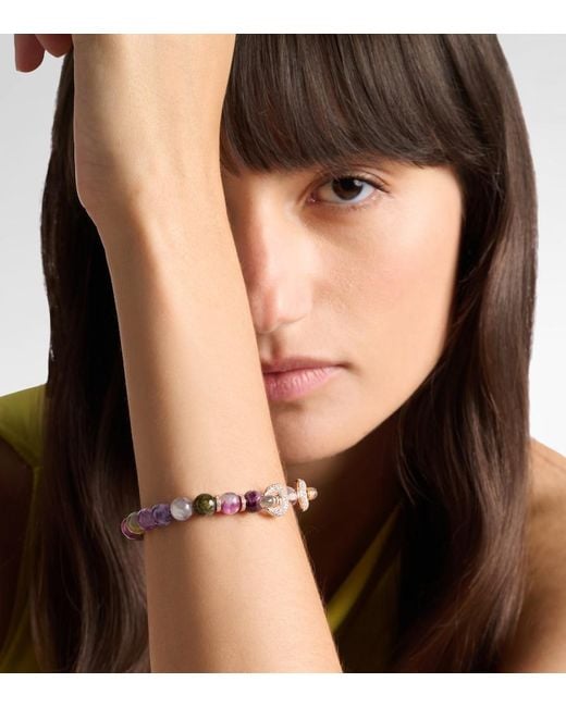 ANANYA Pink Chakra 18Kt Rose Beaded Bracelet With Gemstones