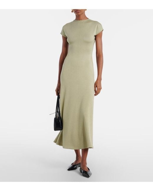TOVE Green Lenore Knitted Wool And Silk Midi Dress