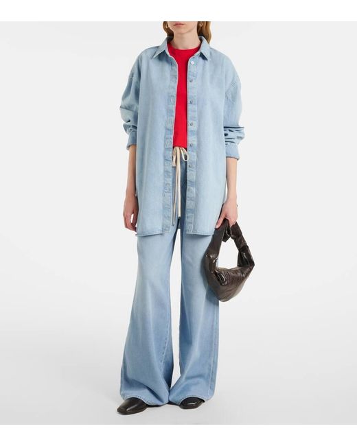 7 For All Mankind Blue High-Rise Wide-Leg Jeans Pull On