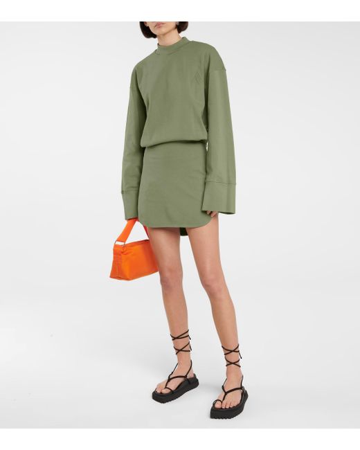 The Attico Palmer Cotton Sweatshirt Dress in Green | Lyst