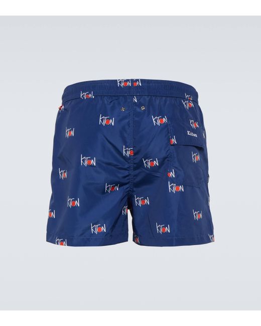 Kiton Blue Printed Swim Shorts for men