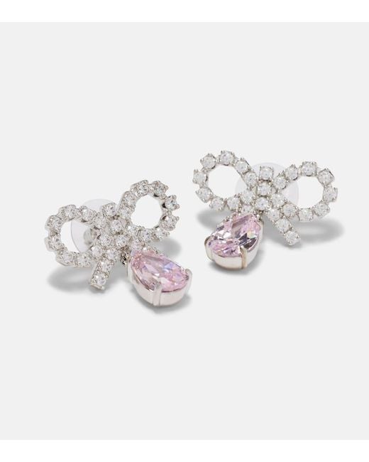 Self-Portrait White Micro Bow Embellished Earrings