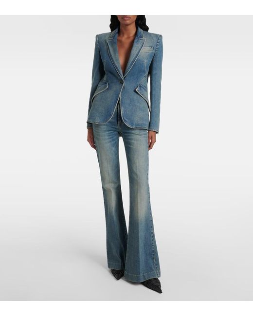 Alexander McQueen Blue Blazer Aus Denim