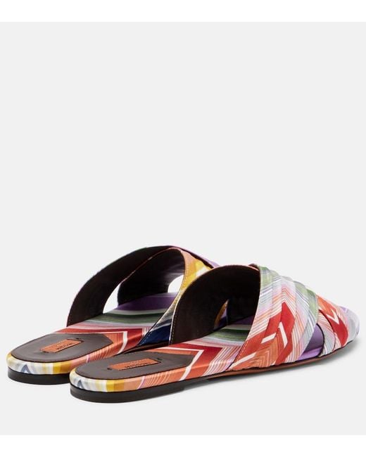 Missoni White Ada Chevron Twill Slides