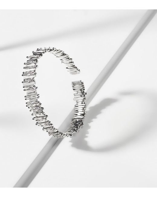 Suzanne Kalan Metallic Classic Milli 18Kt Bangle With Diamonds