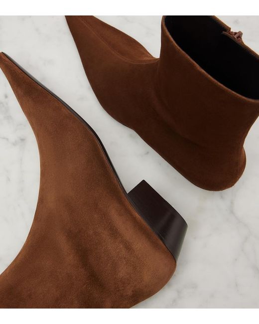 Saint Laurent Brown Jill 30 Suede Ankle Boots