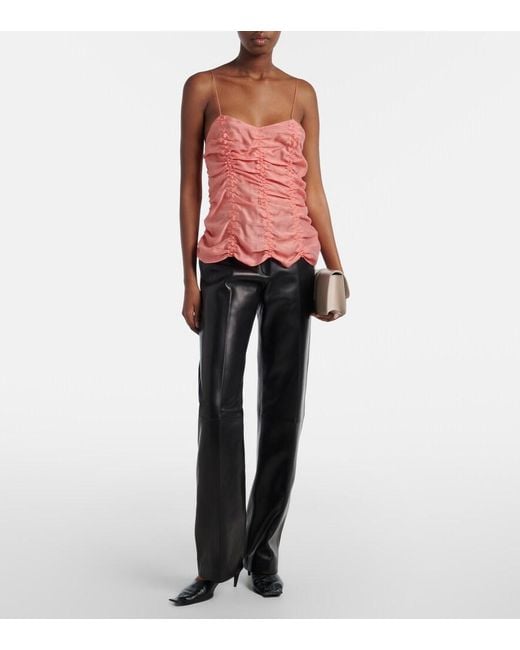 Khaite Pink Inara Ruched Scalloped Top
