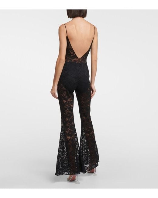 Oseree Black O-Lover Floral Lace Jumpsuit