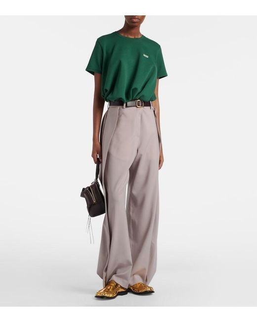 Loewe Natural Draped Wool Wide-Leg Pants