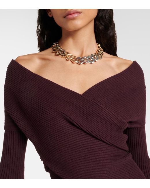 Altuzarra Purple Virginie Cropped Off-Shoulder Sweater