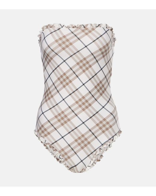Burberry White Check Swimsuit