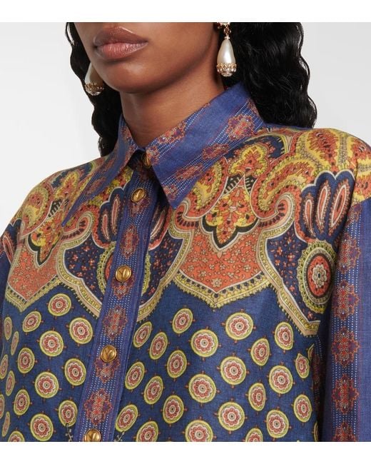 Valentino Blue Voyage Imaginaire Vlogo Linen Blouse