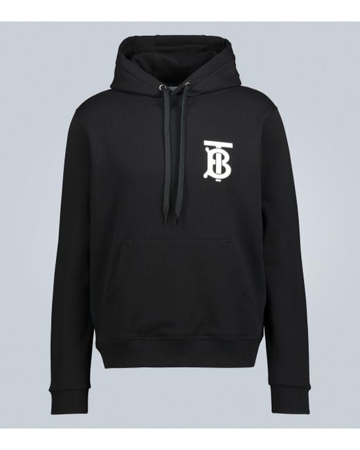 Burberry Black Landon Tb-logo Cotton Hooded Sweatshirt for men