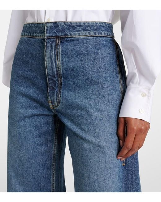 Alaïa Blue Petal High-Rise Barrel-Leg Jeans