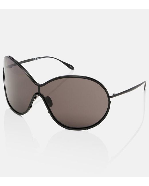 Alaïa Brown Lettering Logo Oversized Sunglasses